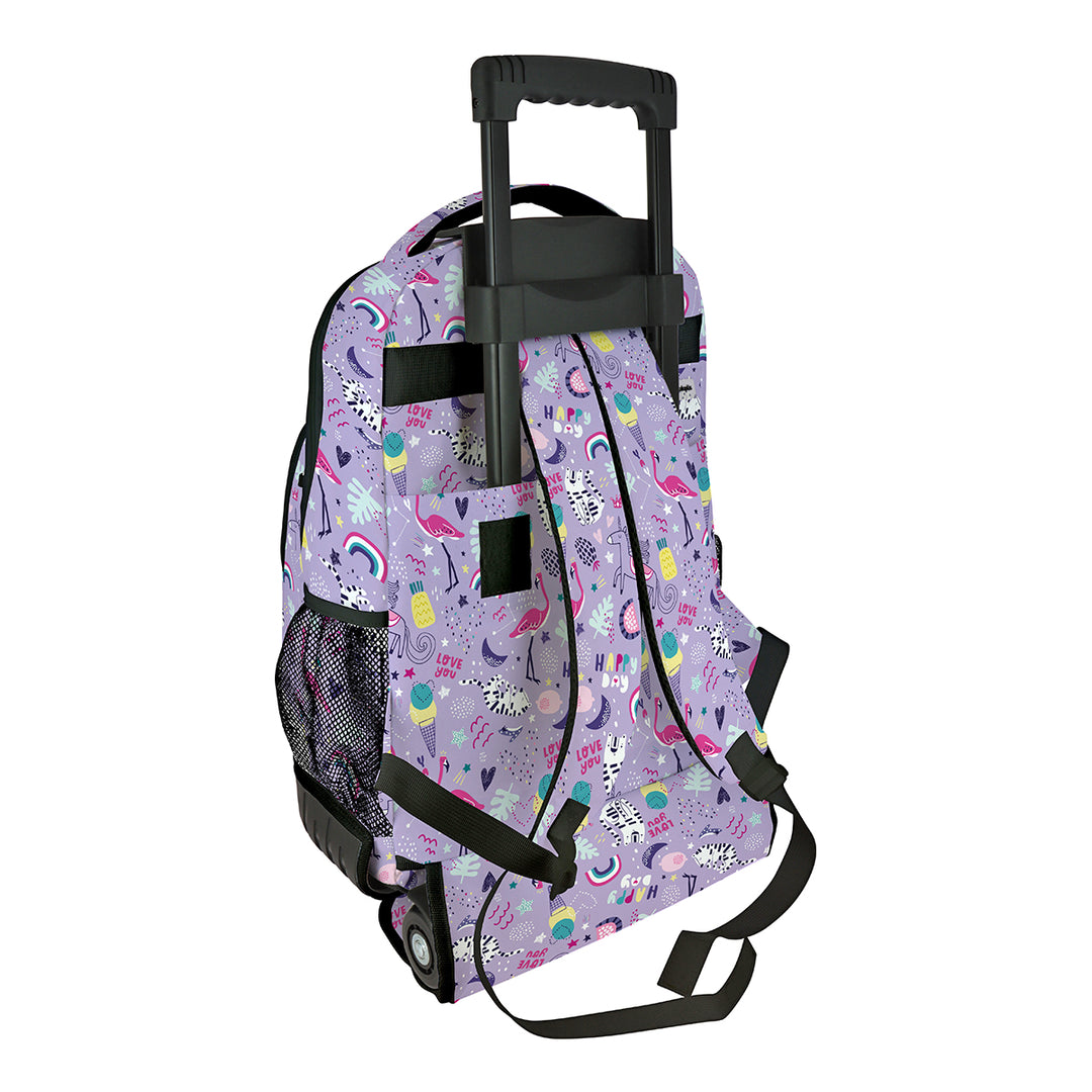 Grafoplás Design - Mochila Escolar 3 Cremalleras y Carrito Integrado. Acolchada. Happy