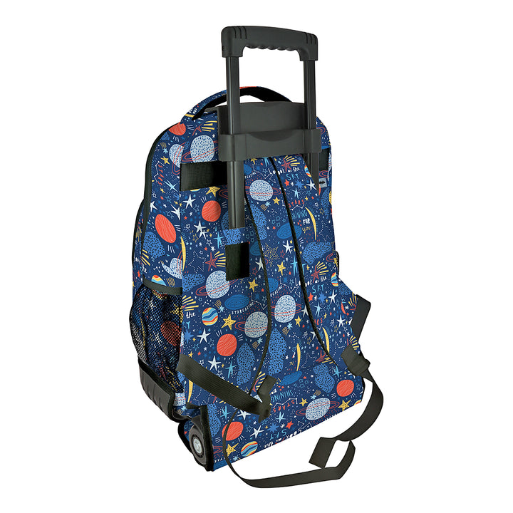 Grafoplás Design - Mochila Escolar 3 Cremalleras y Carrito Integrado. Acolchada. Planets