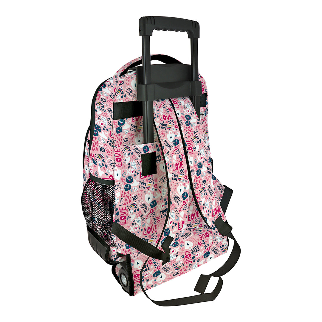 Grafoplás Design - Mochila Escolar 3 Cremalleras y Carrito Integrado. Acolchada. True Love