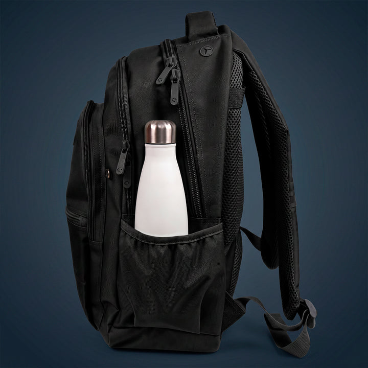 Grafoplás - Mochila Escolar 3 Cremalleras con Divisor Portátil y Adaptable Carrito. Negro