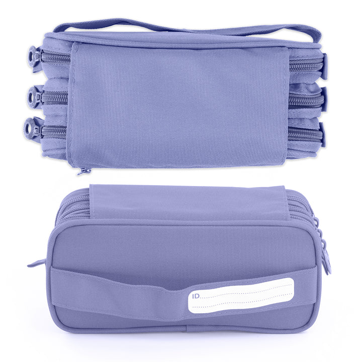 ColePack Pro - Estuche Triple de 3 Cremalleras con Material Escolar Incluido. Violeta