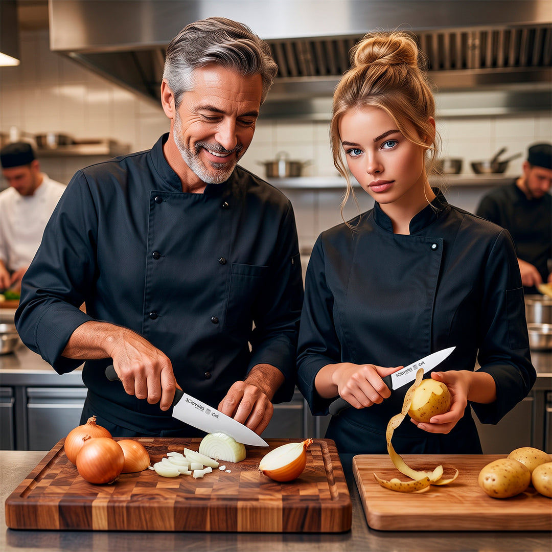 3 Claveles COOK - Cuchillo Cocinero Profesional.  Mango Ergonómico NSF