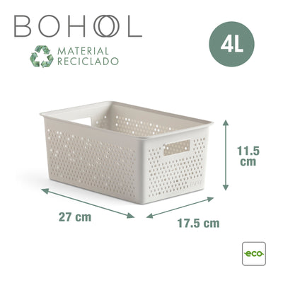 TATAY Bohol - Set 3 Cajas Organizadoras 12L+4L+4L en Plástico Reciclado. Sky White
