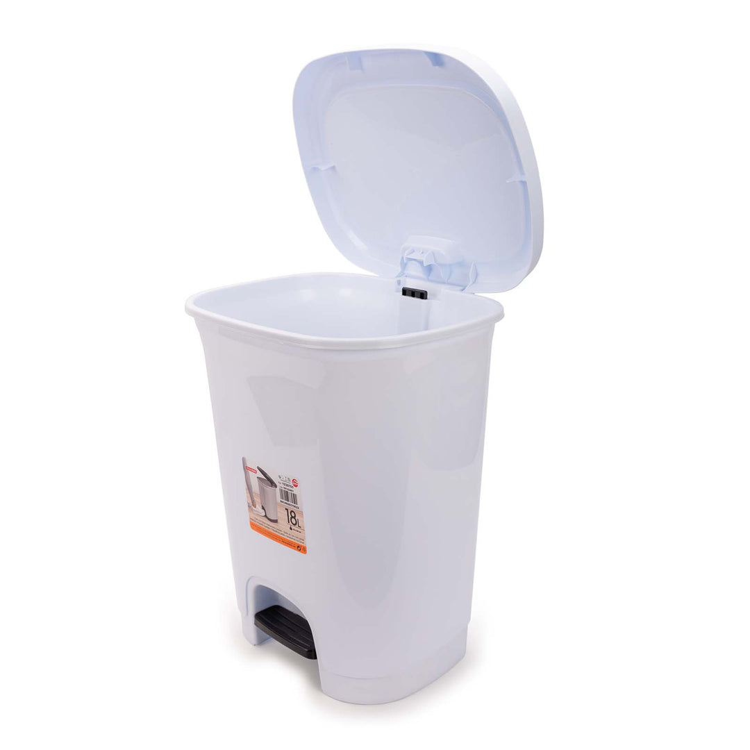 Plastic Forte - Cubo de Basura 18L con Apertura de Pedal. Blanco