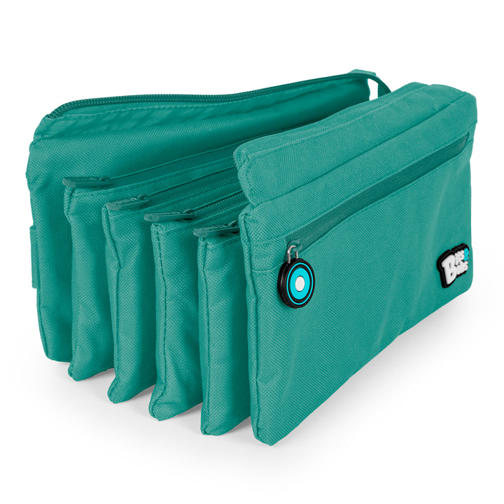 ColePack BitsBobs - Estuche Escolar Cuádruple de 4 Cremalleras y Material Incluido. Turquesa