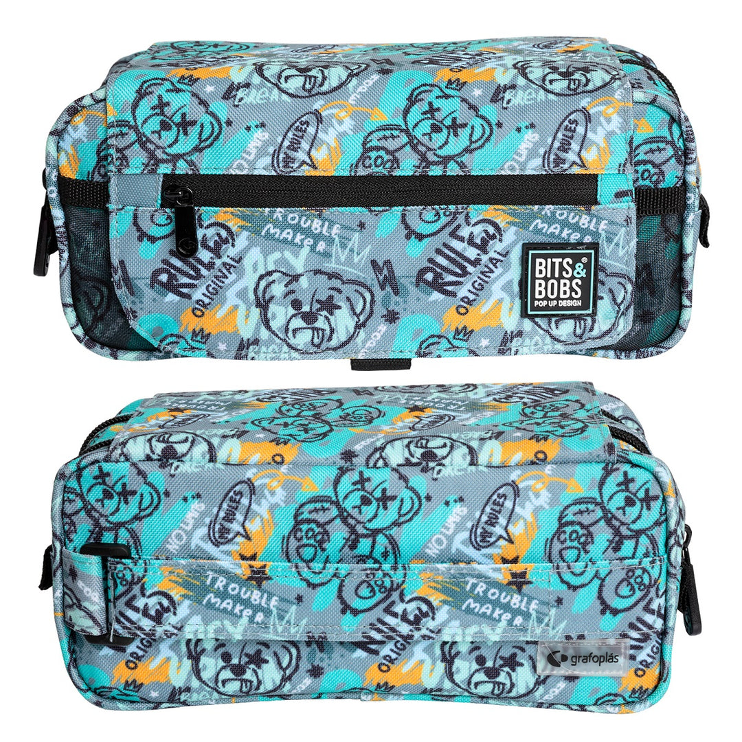 ColePack EcoDes - Estuche Triple de 3 Cremalleras con Material Escolar Incluido. Bear