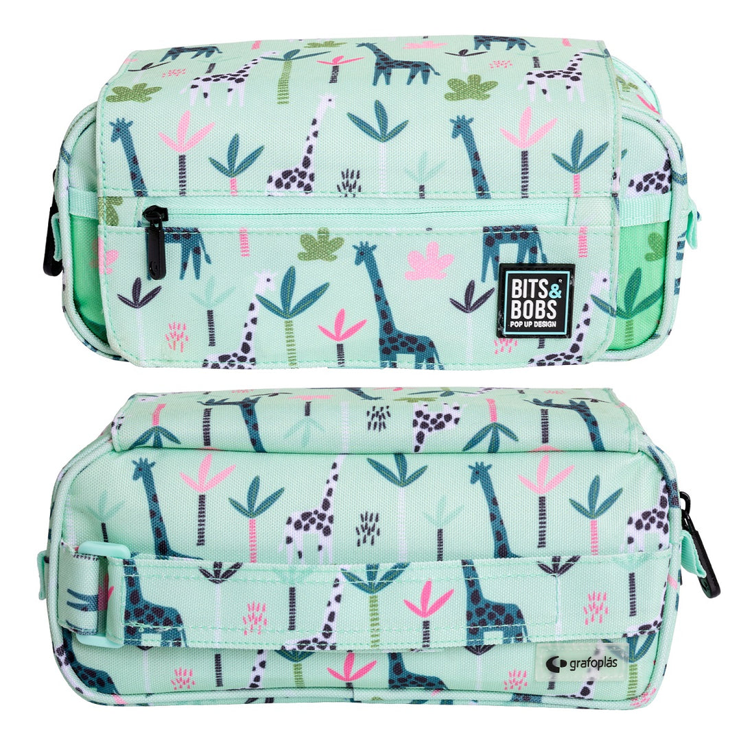 Grafoplás Design - Estuche Portatodo Triple con Solapa para Material Escolar. Jungle