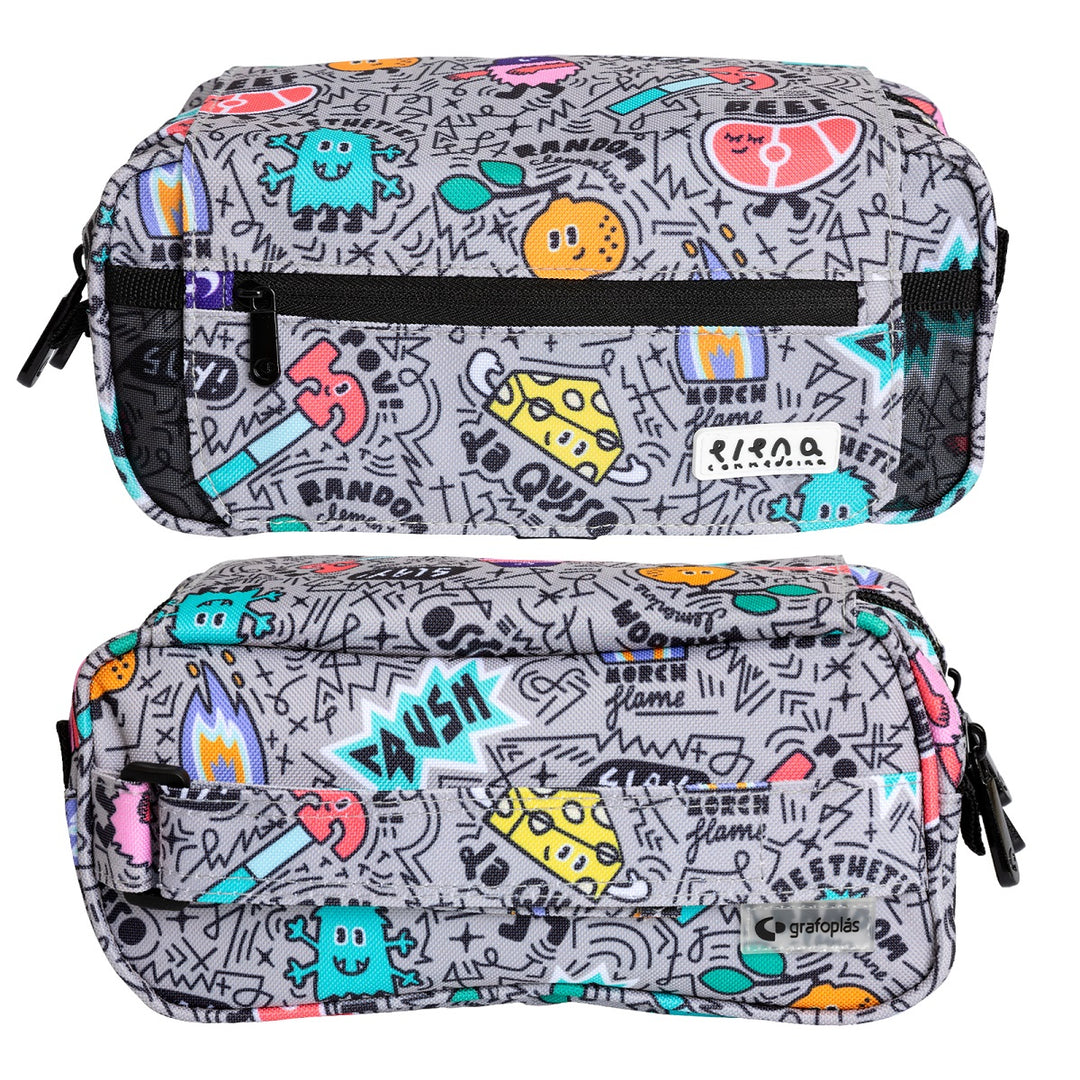 Grafoplás Design - Estuche Portatodo Triple con Solapa para Material Escolar. Random