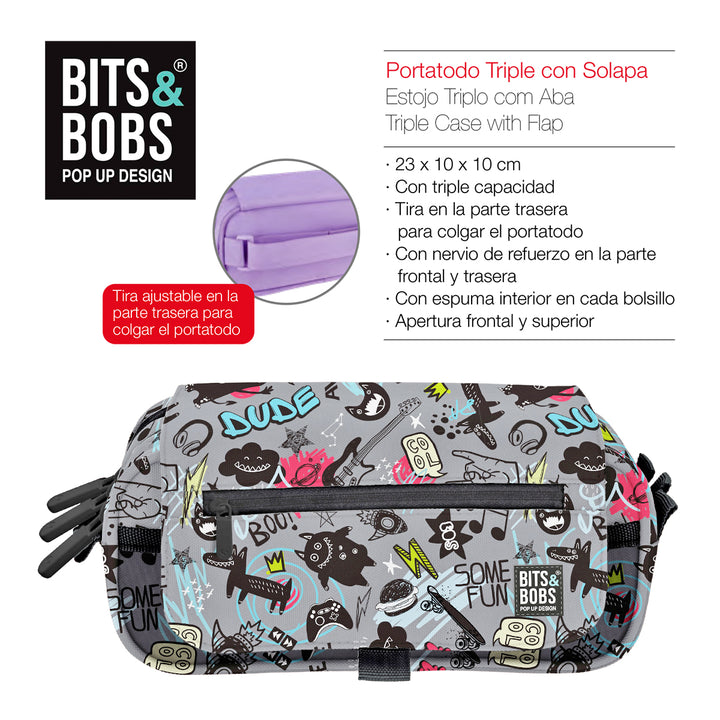 ColePack EcoDes - Estuche Triple de 3 Cremalleras con Material Escolar Incluido. Awesome