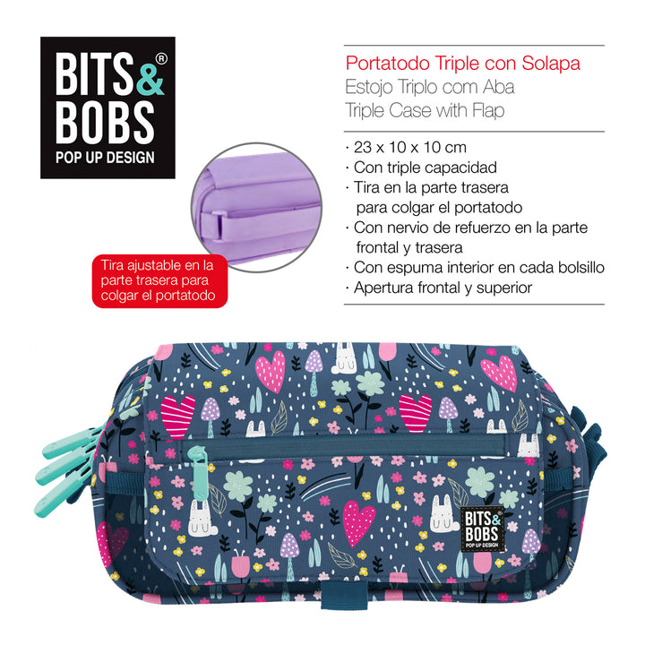 ColePack Design - Estuche Triple de 3 Cremalleras con Material Escolar Incluido. Park