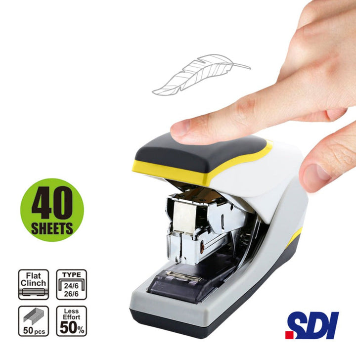 SDI - Grapadora Solid Touch M de Esfuerzo Reducido y Carga Superior, Suave al Tacto, Base Anti-Deslizante