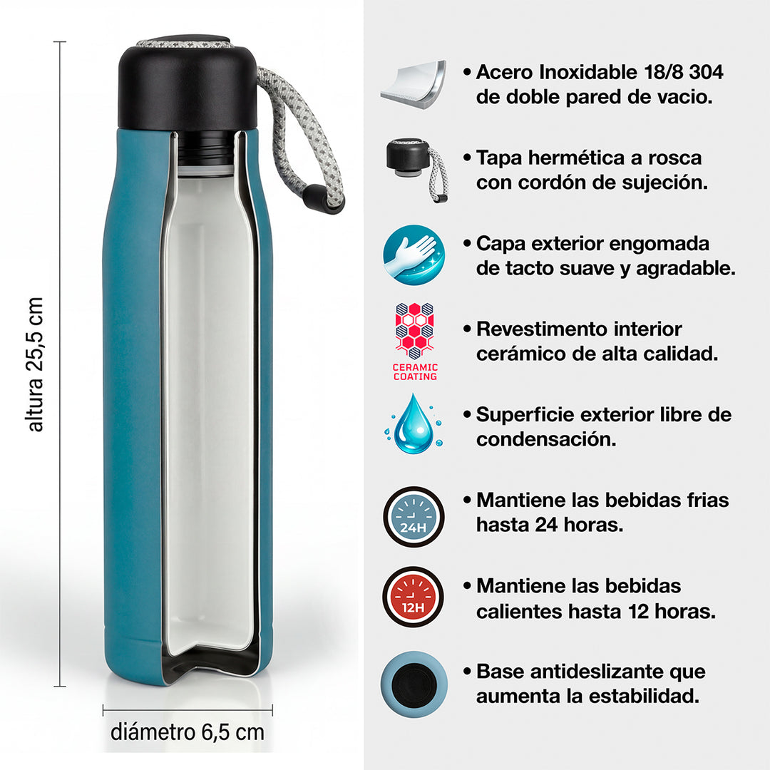 Grafoplas Galgo - Botella Térmica Reutilizable de 0.54L con Interior Cerámico. Verde