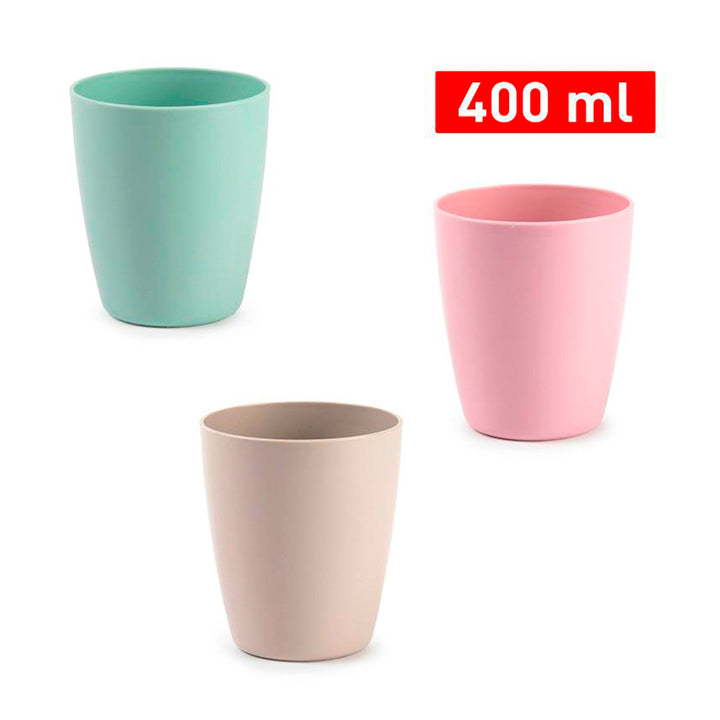 Plastic Forte Classic  - Set de 12 Vasos de Agua de 400 ml Reutilizables. Color Rosa