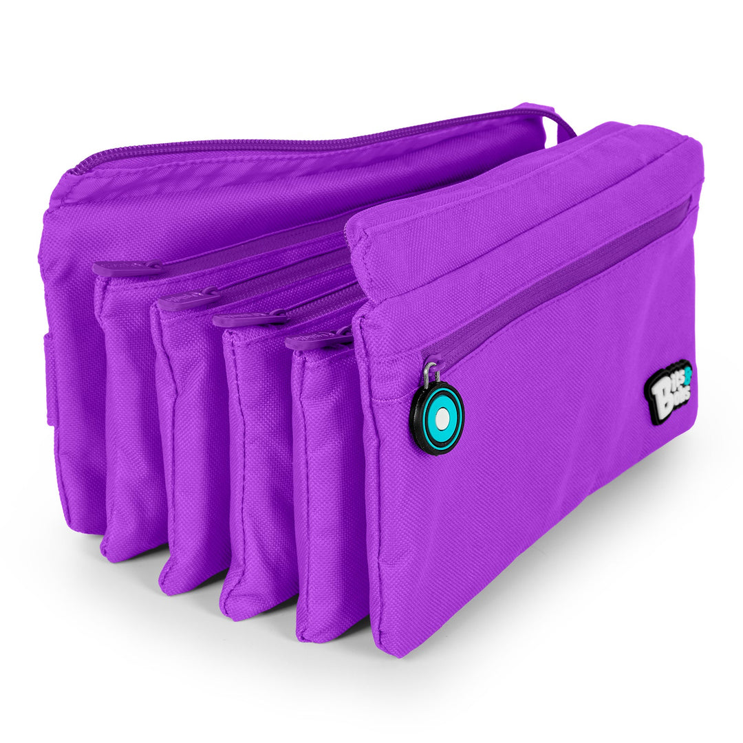 ColePack Eco36 - Estuche Cuadruple de 4 Cremalleras con Material Escolar Incluido. Morado