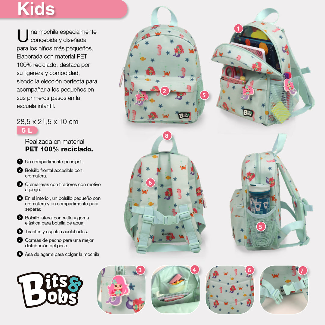 GRAFOPLAS - Mochila Infantil Preescolar Bits and Bobs Kids. Comoda y Ligera. BabyCats