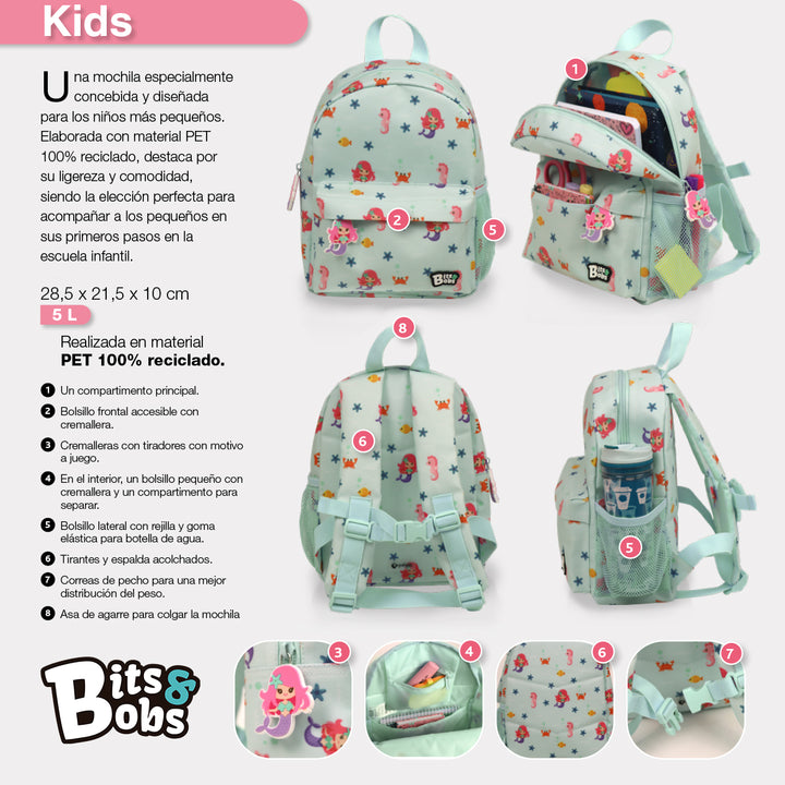 GRAFOPLAS - Mochila Infantil Preescolar Bits and Bobs Kids. Comoda y Ligera. BabyCats