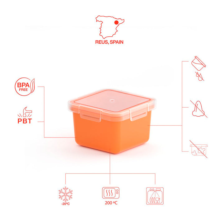 VALIRA Nomad - Recipiente Cuadrado 0.4L en Plástico Cerámico PBT. Naranja