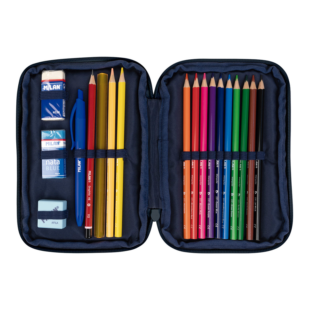 MILAN - Plumier de 2 Pisos con Contenido de 36 Piezas. Colección 430 since 1918. Verde