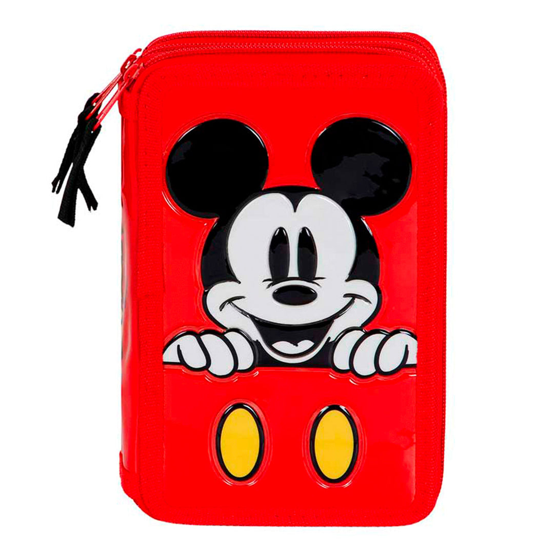 KARACTERMANIA - Estuche Plumier Triple Completo con 44 Piezas. Disney Mickey Mouse