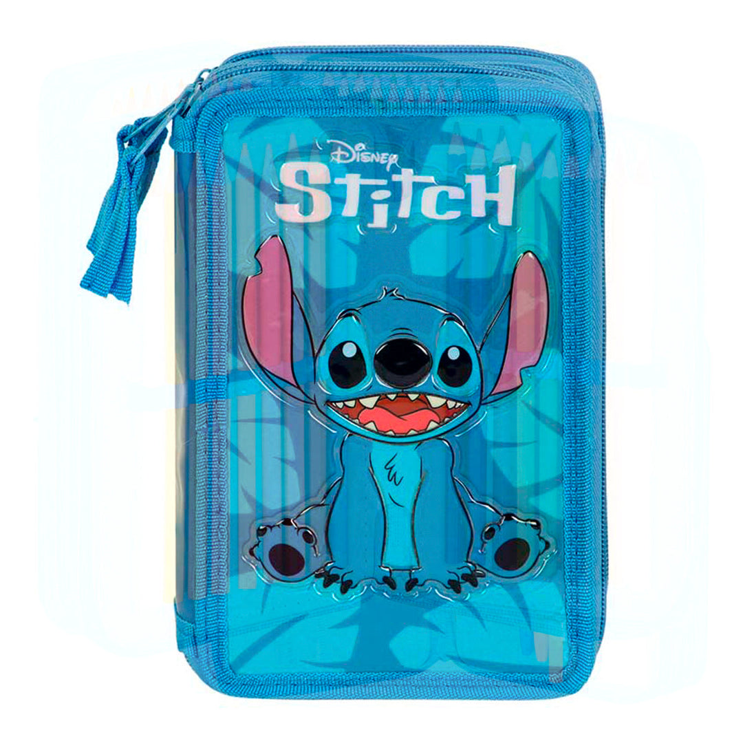 KARACTERMANIA - Estuche Plumier Triple Completo con 44 Piezas. Lilo y Stitch Sit