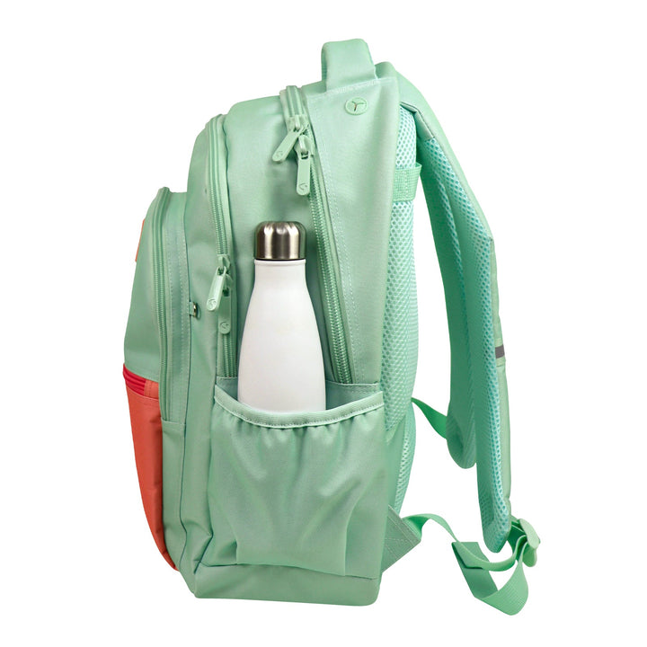 Grafoplás Kuru - Mochila Escolar 3 Cremalleras con Divisor para Portátil. Adaptable Carrito. Verde