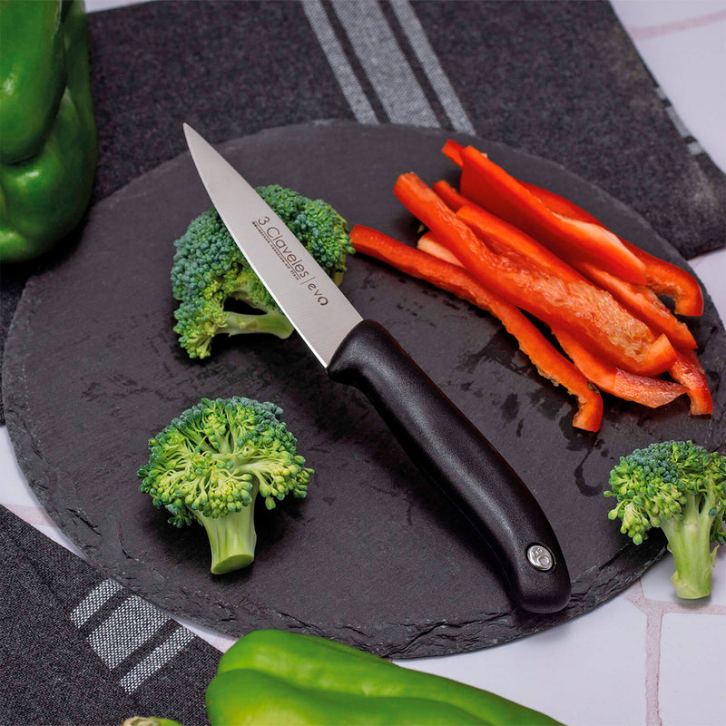 Claveles EVO - Set de 3 Cuchillos de Verduras, Cocina y Santoku en Acero Inoxidable
