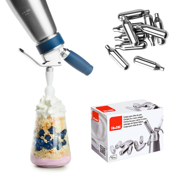 IBILI Krem - Sifón para Nata de 0.5L en Acero Inoxidable con 3 Boquillas y Accesorios