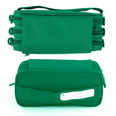 ColePack Pro - Estuche Triple de 3 Cremalleras con Material Escolar Incluido. Verde
