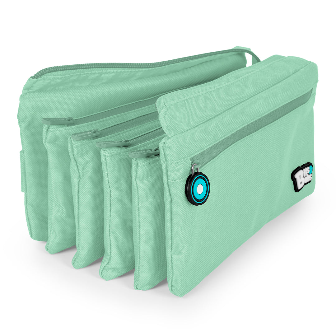 ColePack Eco36 - Estuche Cuadruple de 4 Cremalleras con Material Escolar Incluido. Mint Soft