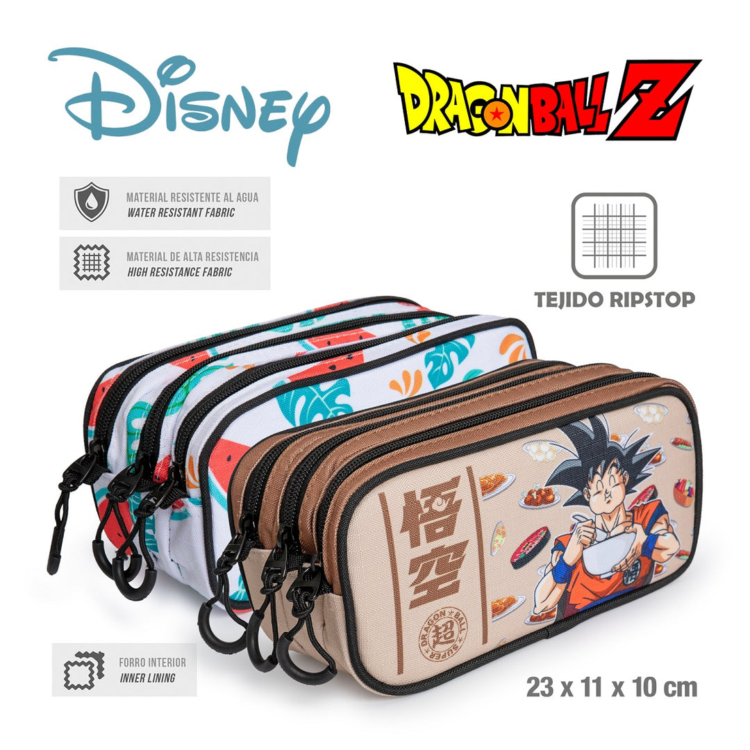 DRAGON BALL Saiyajin - Estuche Escolar Triple Portatodo Tres Cremalleras TRICK FAN Turquesa