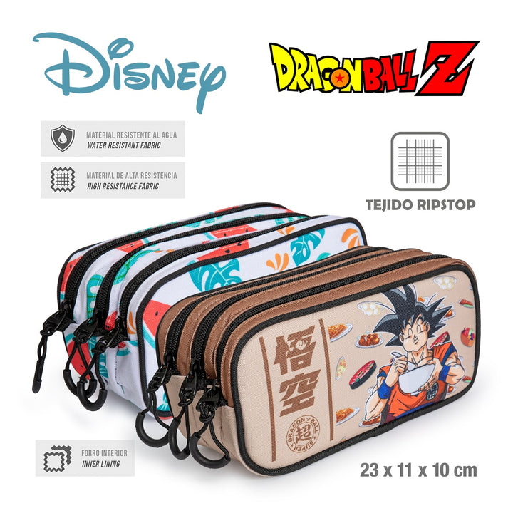 DRAGON BALL Saiyajin - Estuche Escolar Triple Portatodo Tres Cremalleras TRICK FAN Turquesa