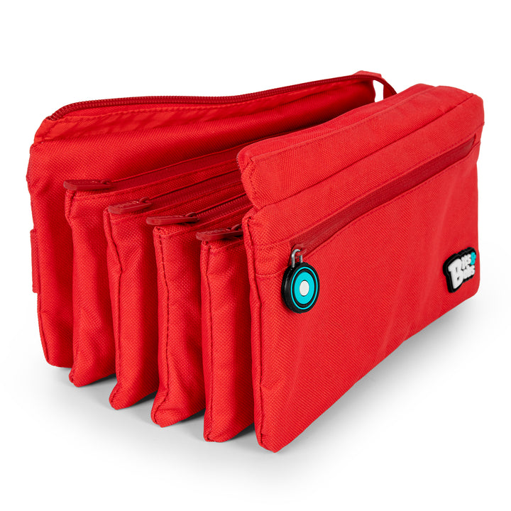 ColePack Eco36 - Estuche Cuadruple de 4 Cremalleras con Material Escolar Incluido. Rojo