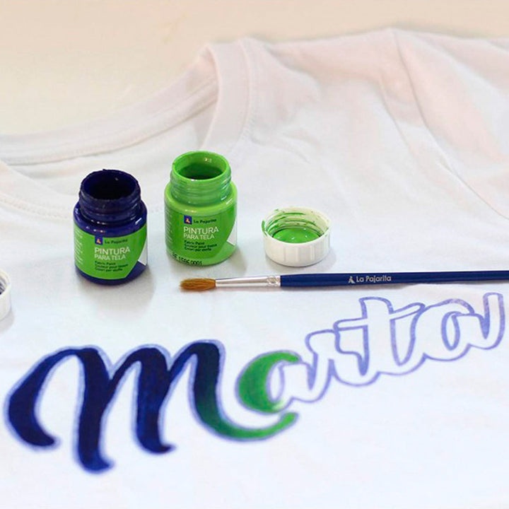 LA PAJARITA Kids - Set de 6 Botes de Pintura para Tela al Agua en Colores Surtidos