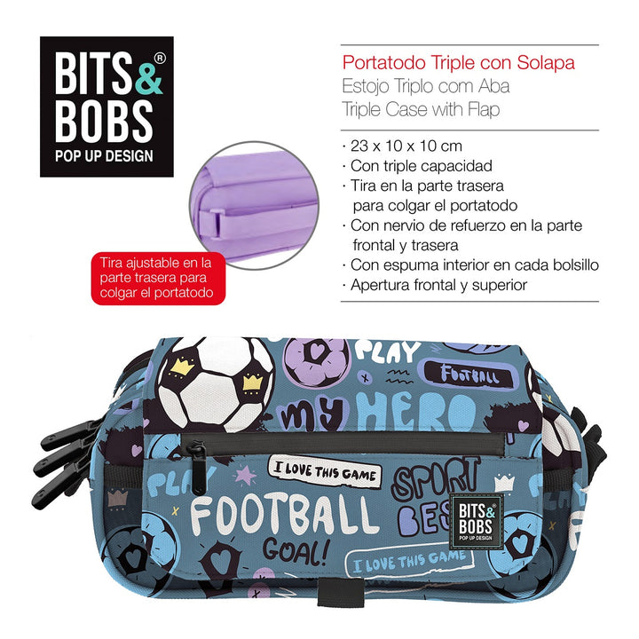 Grafoplás Design - Estuche Portatodo Triple con Solapa para Material Escolar. Hero