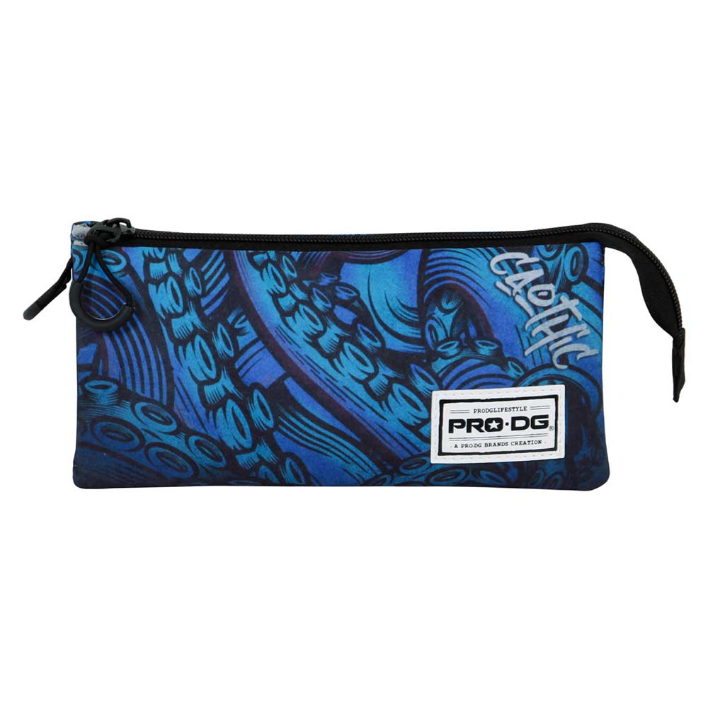 PRODG Caothic - Estuche Escolar Triple Portatodo con 2 Cremalleras. Azul