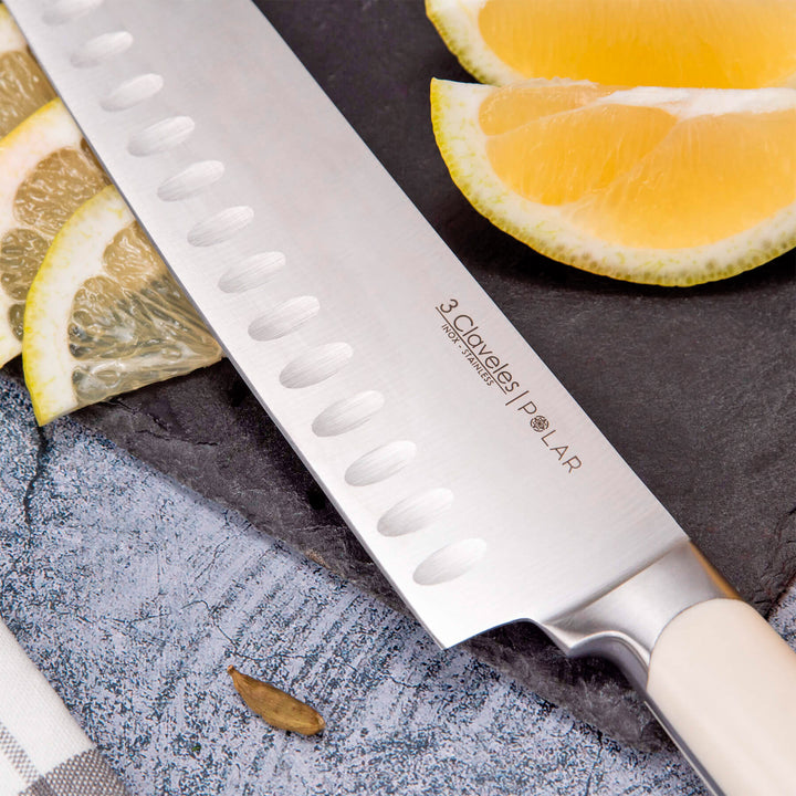 3 Claveles Polar - Cuchillo Santoku Profesional 17.5 cm Acero Forjado y Mango en ABS