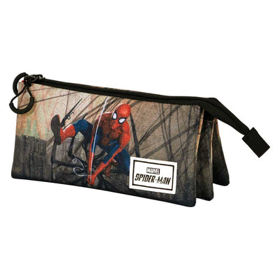 Spiderman Webslinger- Estuche Escolar Triple Portatodo con 2 Cremalleras. Multicolor