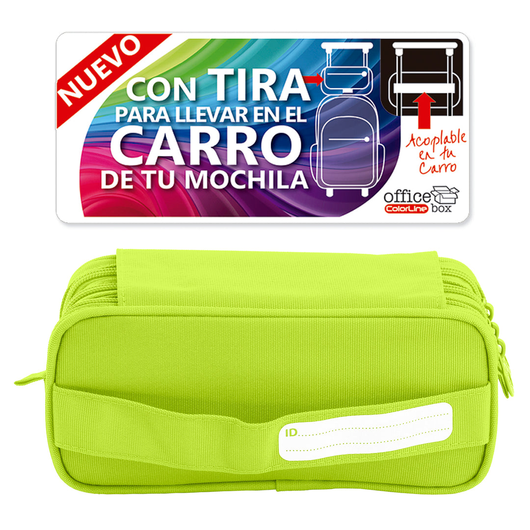 ColePack Eco - Estuche Triple de 3 Cremalleras con Material Escolar Incluido. Lima