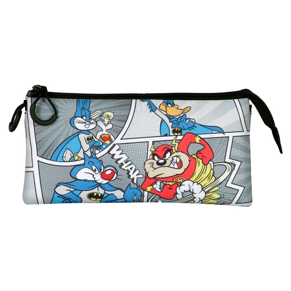 Looney Tunes - Estuche Escolar Triple Portatodo con 2 Cremalleras. Edición Batman Comic