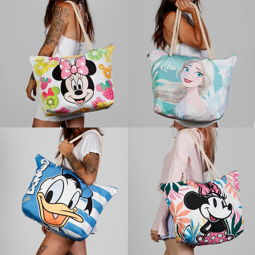 KARACTERMANIA - Bolsa de Playa Soleil con Neceser de Regalo. Minnie Mouse Fruits