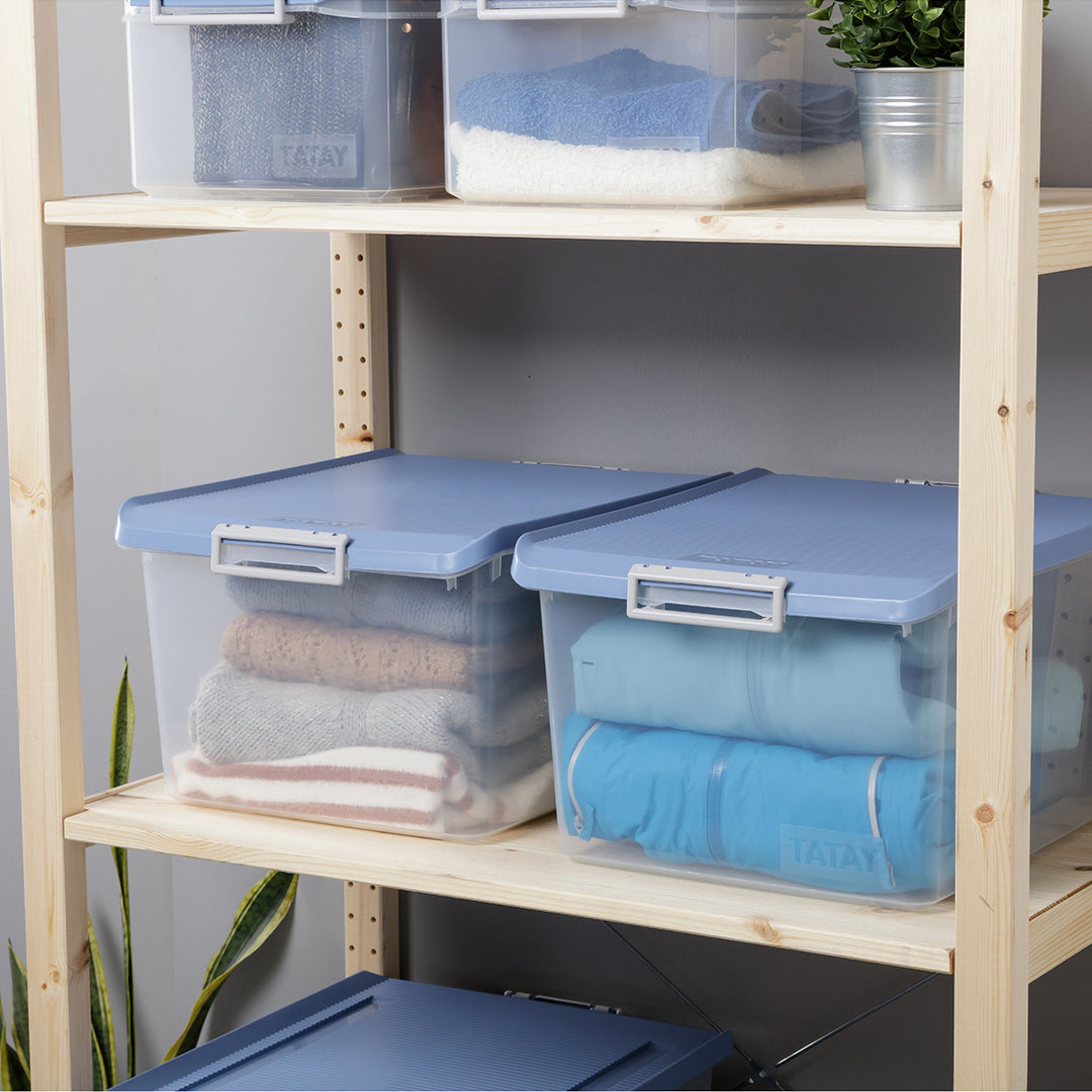 TATAY - Caja de Ordenación Multiusos de 35L con Cierre Hermético y Asas de ABS. Gris