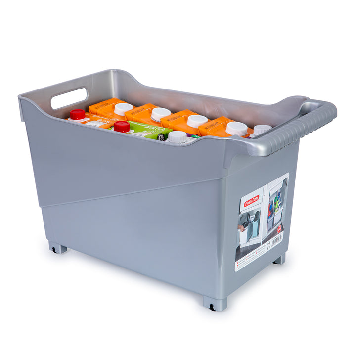 Plastic Forte - Cesta Organizadora con Ruedas Nº 2. Ideal Bajo Fregadero. Gris