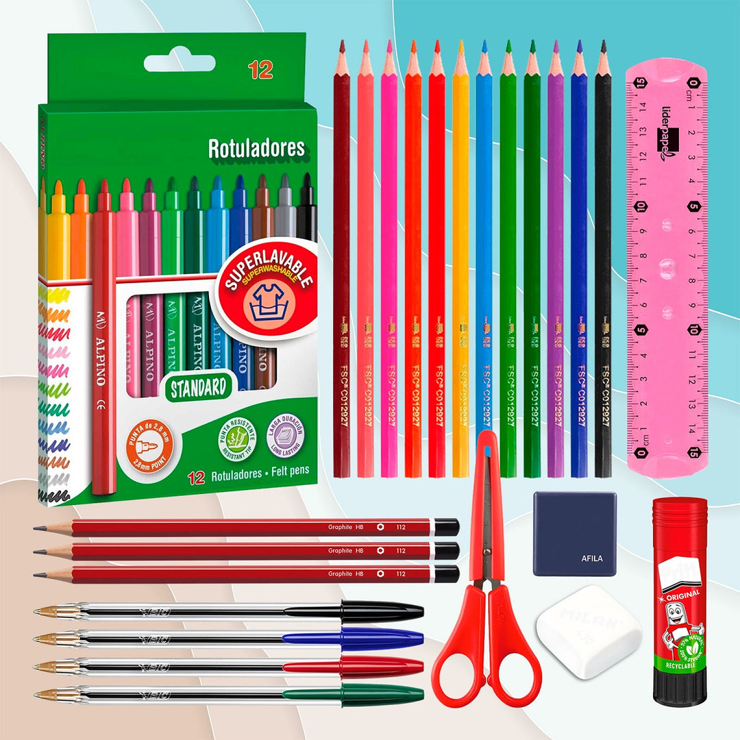ColePack EcoDes - Estuche Triple de 3 Cremalleras con Material Escolar Incluido. Goal Time