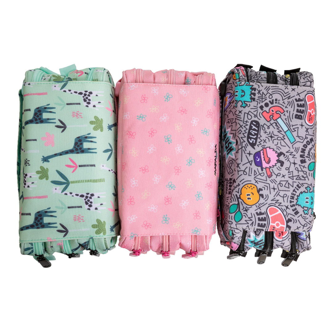 Grafoplás Design - Estuche Portatodo Triple con Solapa para Material Escolar. Tropical