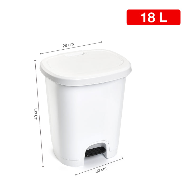 Plastic Forte - Cubo de Basura 18L con Apertura de Pedal. Blanco