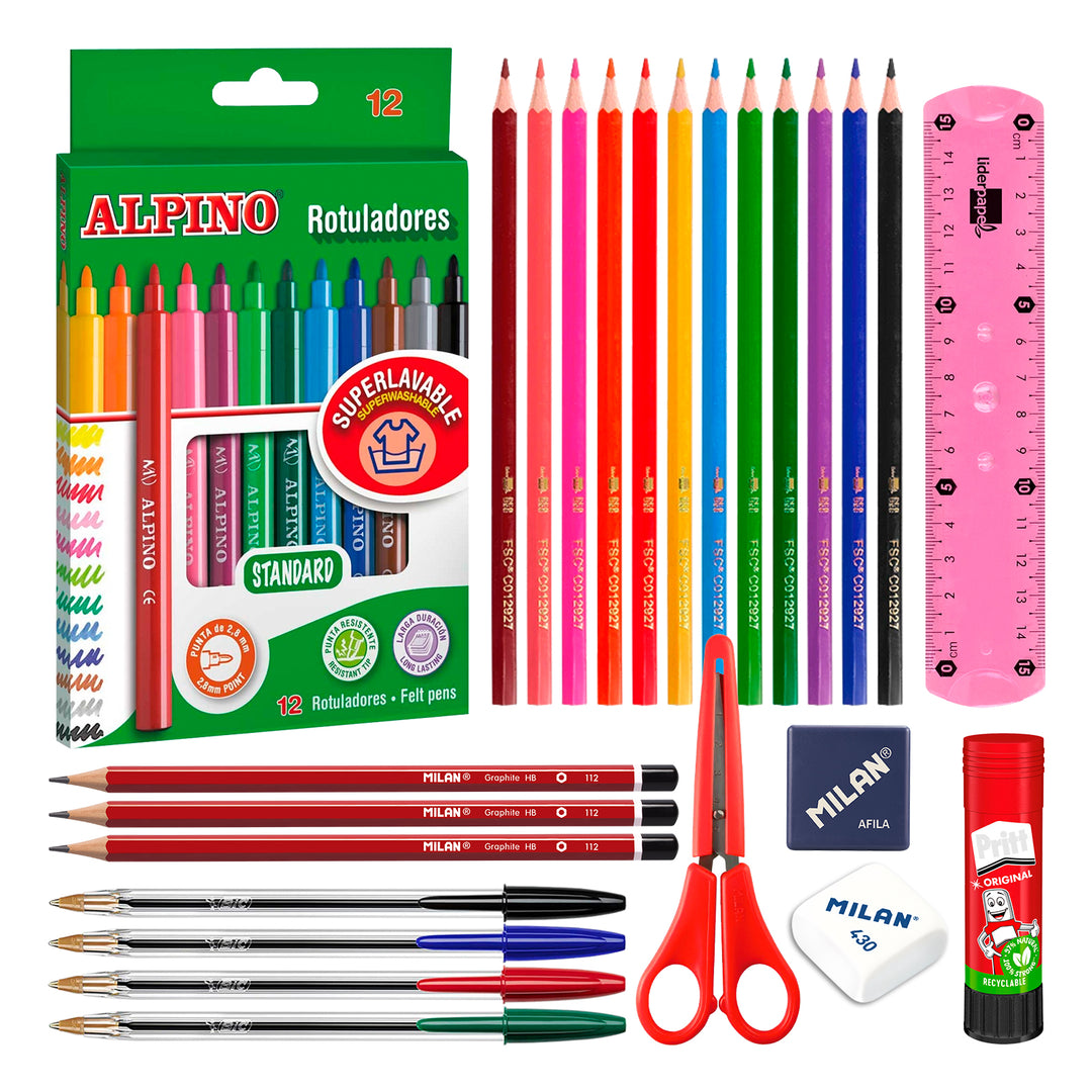 ColePack EcoDes - Estuche Triple de 3 Cremalleras con Material Escolar Incluido. Cosmos