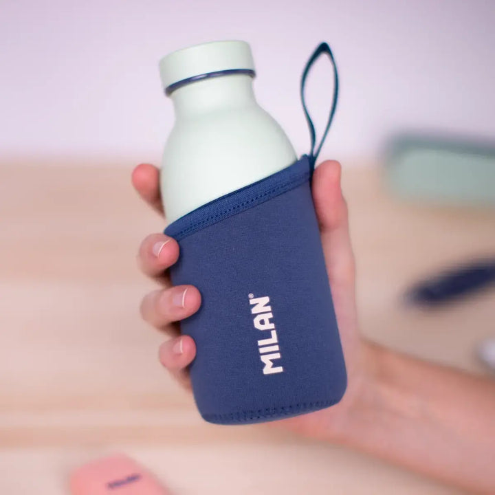 MILAN 1918 - Funda Protectora de Neopreno para Botella Isotérmica de 0.35L Azul
