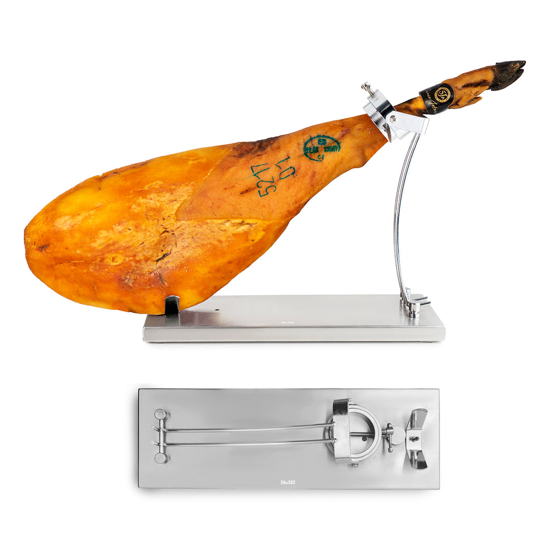 IBILI Gourmet - Soporte Jamonero Plegable en Acero Inoxidable con Cabezal Giratorio