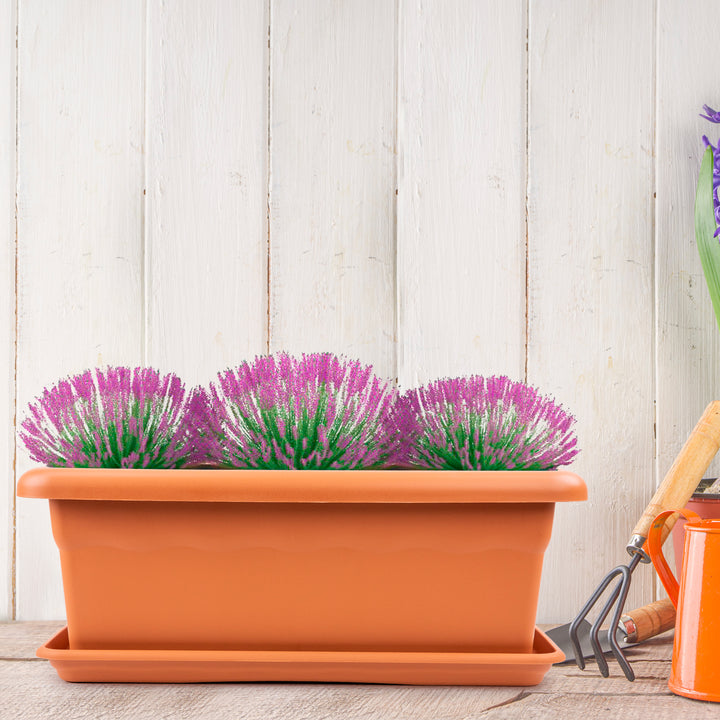 Plastiken TERRA - Jardinera Rectangular 50 cm 14L con Plato Incluido. Terracota