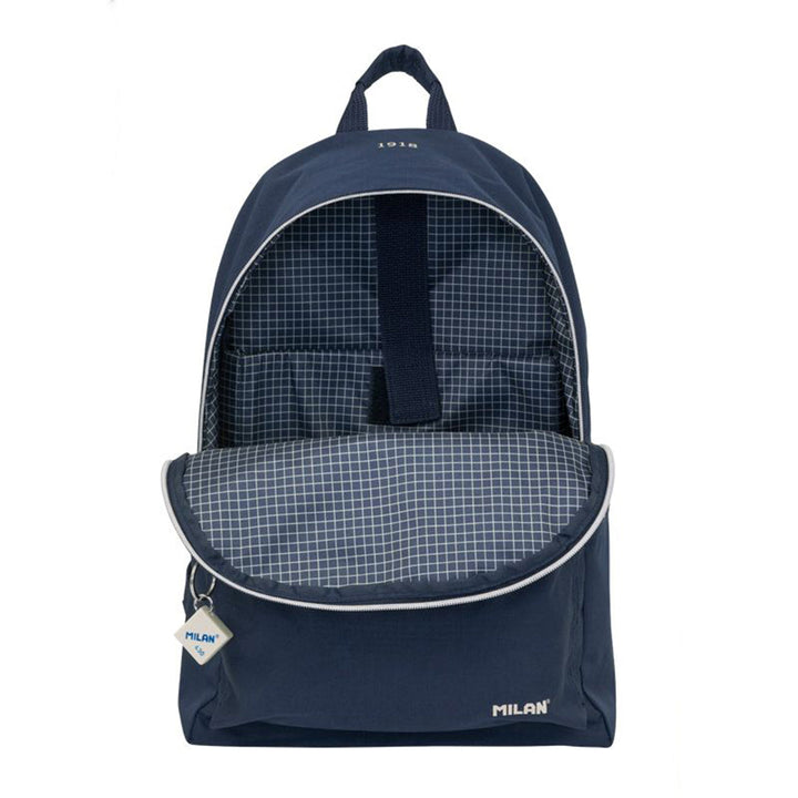 MILAN 1918 -  Mochila Urbana Clásica 2 Cremalleras con Divisor para Portátil. Capacidad 22L. Azul